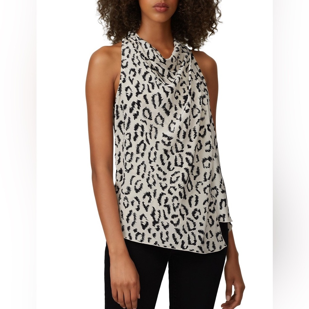 ALC 100% Silk Leopard Ella Drape Front Sleeveless Blouse